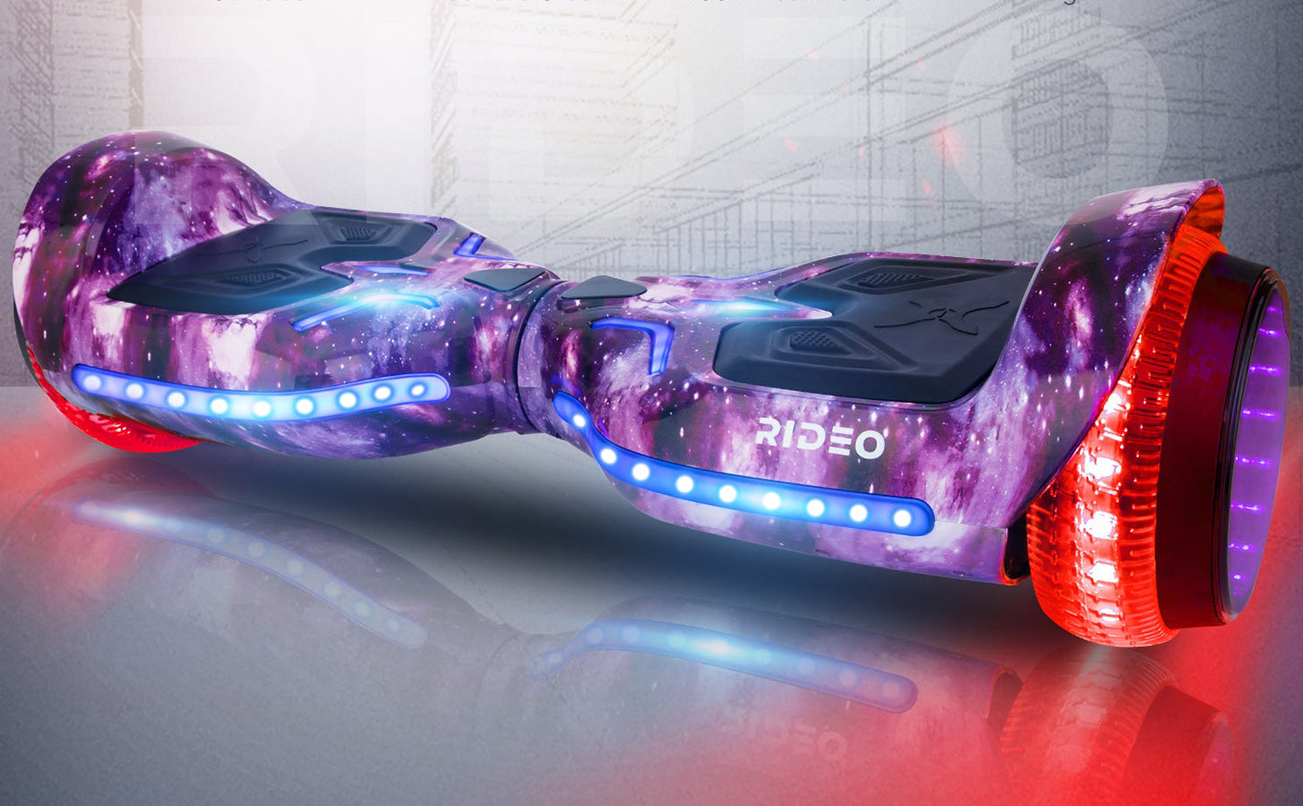 RIDEO Hoverboard Electric Scooter with Infinity LED wheel lights Galaxy